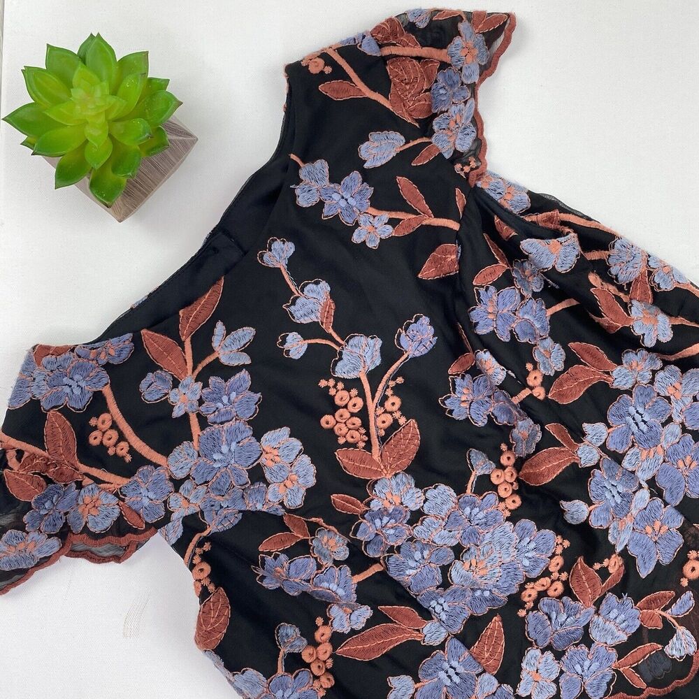 Anthropologie Eva Franco‎ Women's Tiered Floral Dress Sized 2P Black NWT